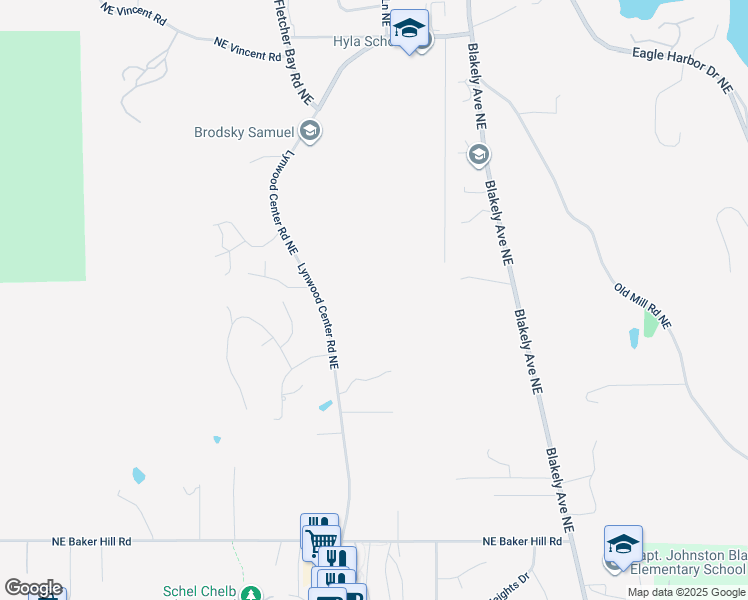 map of restaurants, bars, coffee shops, grocery stores, and more near 5677 Old Woods Lane Northeast in Bainbridge Island