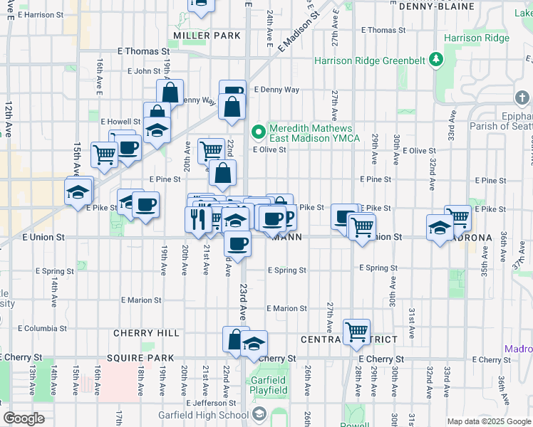 map of restaurants, bars, coffee shops, grocery stores, and more near 1508 24th Avenue in Seattle