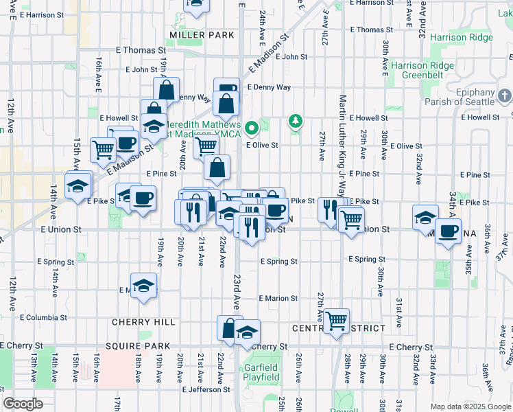 map of restaurants, bars, coffee shops, grocery stores, and more near 1431 24th Avenue in Seattle