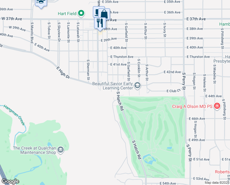 map of restaurants, bars, coffee shops, grocery stores, and more near 4315 South Scott Street in Spokane