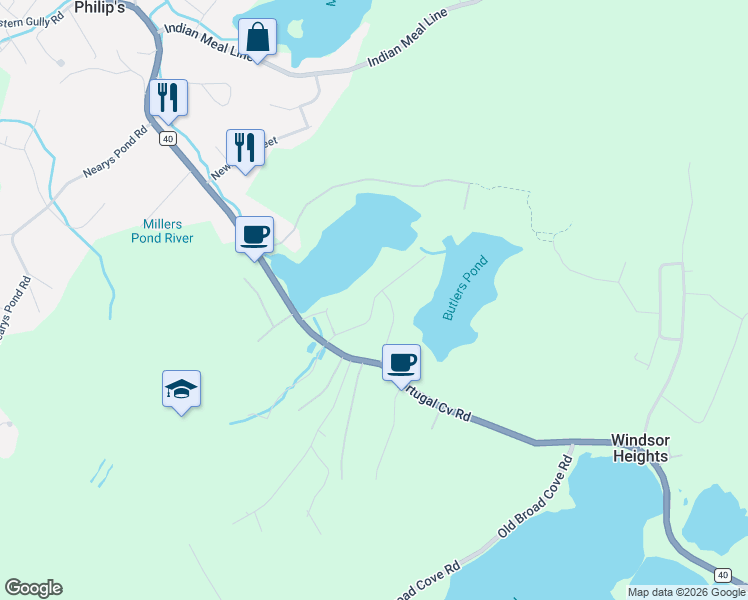 map of restaurants, bars, coffee shops, grocery stores, and more near Keeley Lane in Portugal Cove-St. Philip's