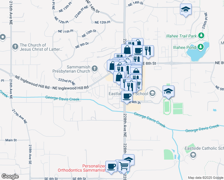 map of restaurants, bars, coffee shops, grocery stores, and more near 468 226th Place Northeast in Sammamish