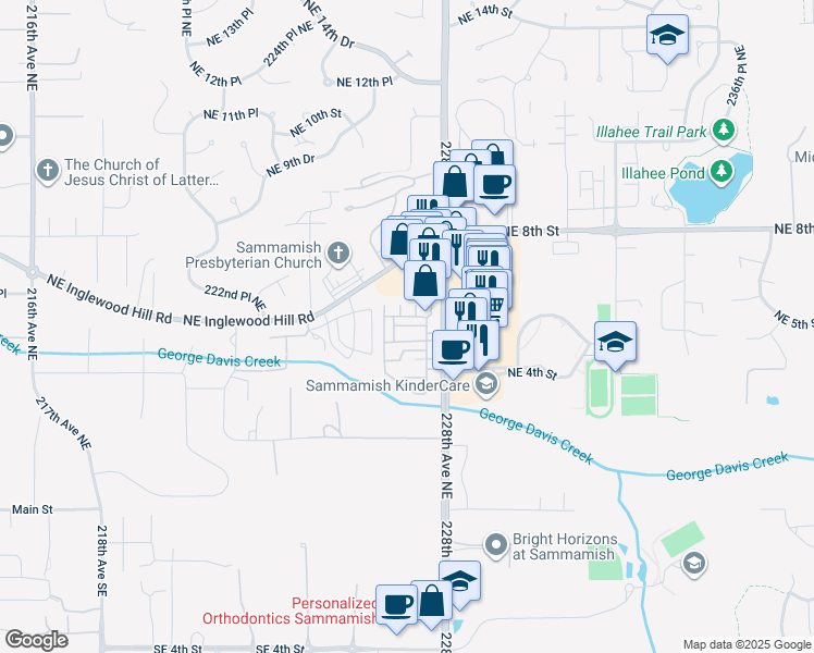 map of restaurants, bars, coffee shops, grocery stores, and more near 468 226th Place Northeast in Sammamish