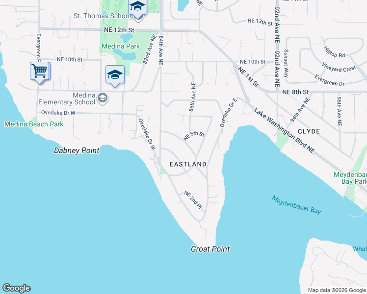 map of restaurants, bars, coffee shops, grocery stores, and more near 8447 Ridge Road in Medina