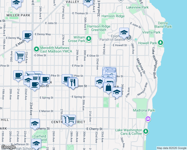 map of restaurants, bars, coffee shops, grocery stores, and more near 1510 31st Avenue in Seattle