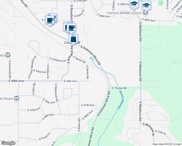 map of restaurants, bars, coffee shops, grocery stores, and more near 4200-4398 S Sands Rd in Spokane