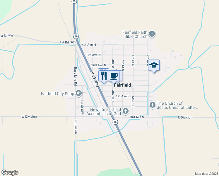 map of restaurants, bars, coffee shops, grocery stores, and more near 316 Central Avenue in Fairfield