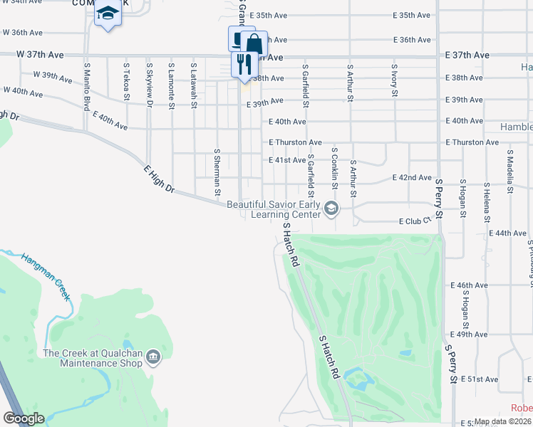 map of restaurants, bars, coffee shops, grocery stores, and more near 702 East 43rd Avenue in Spokane