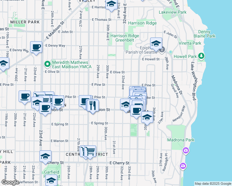 map of restaurants, bars, coffee shops, grocery stores, and more near 1510 31st Ave in Seattle