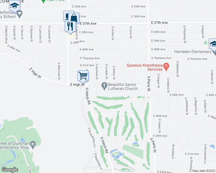 map of restaurants, bars, coffee shops, grocery stores, and more near 912 East 43rd Avenue in Spokane