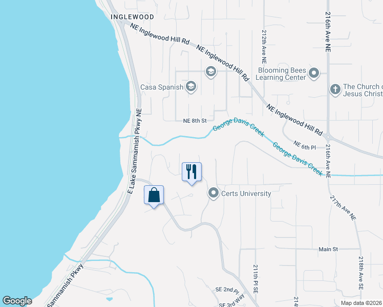 map of restaurants, bars, coffee shops, grocery stores, and more near 528 208th Avenue Northeast in Sammamish