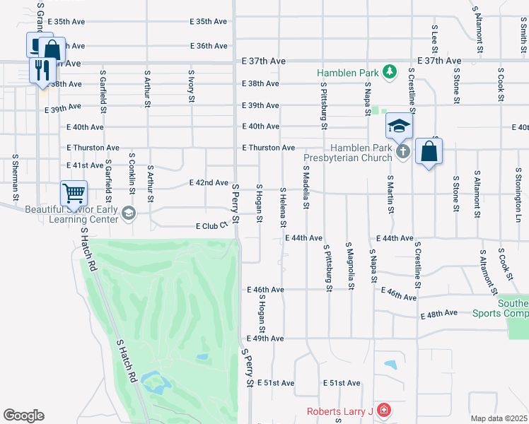 map of restaurants, bars, coffee shops, grocery stores, and more near 4227 South Hogan Street in Spokane