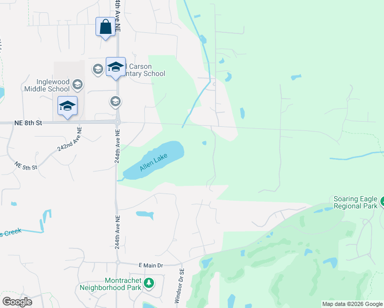 map of restaurants, bars, coffee shops, grocery stores, and more near 745 250th Lane Northeast in Redmond