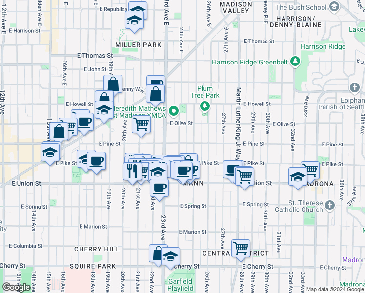 map of restaurants, bars, coffee shops, grocery stores, and more near 1508 24th Avenue in Seattle