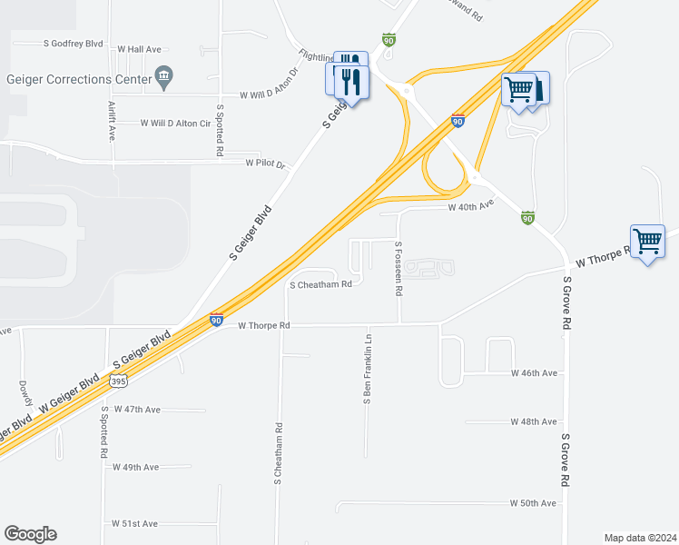 map of restaurants, bars, coffee shops, grocery stores, and more near 4315 South Cheatham Road in Spokane