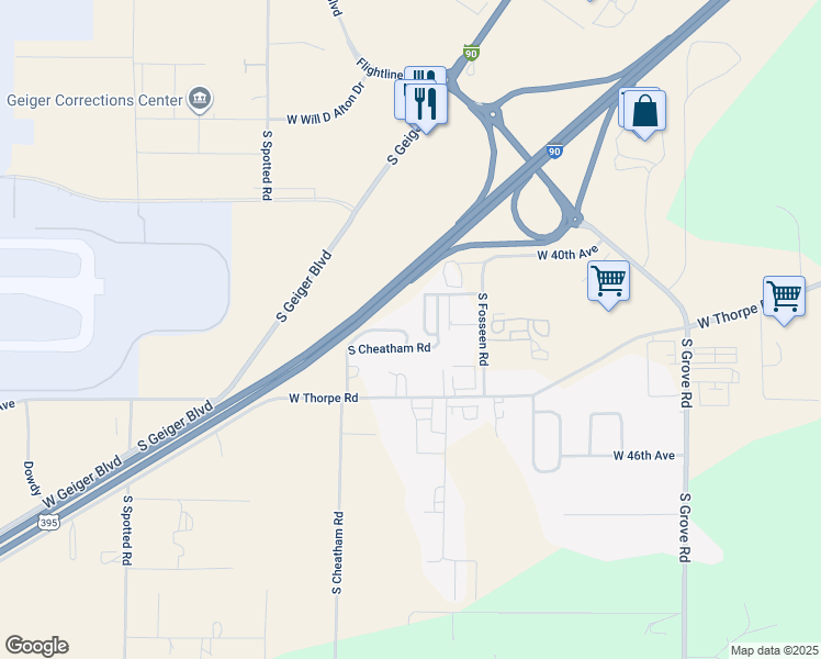 map of restaurants, bars, coffee shops, grocery stores, and more near 4315 South Cheatham Road in Spokane