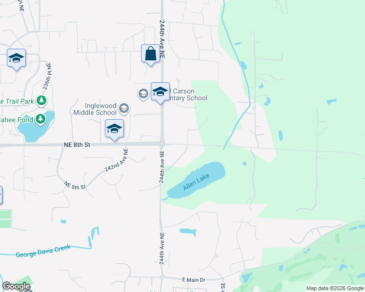 map of restaurants, bars, coffee shops, grocery stores, and more near 811 245th Place Northeast in Sammamish