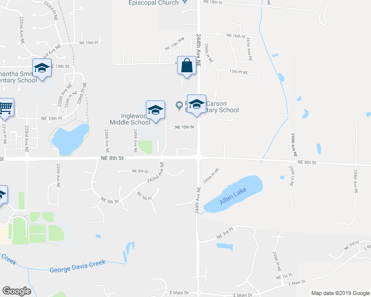 map of restaurants, bars, coffee shops, grocery stores, and more near 24356 Northeast 8th Place in Sammamish
