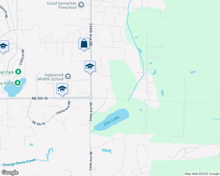 map of restaurants, bars, coffee shops, grocery stores, and more near 828 245th Avenue Northeast in Sammamish
