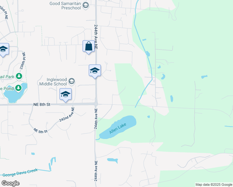 map of restaurants, bars, coffee shops, grocery stores, and more near 828 245th Avenue Northeast in Sammamish