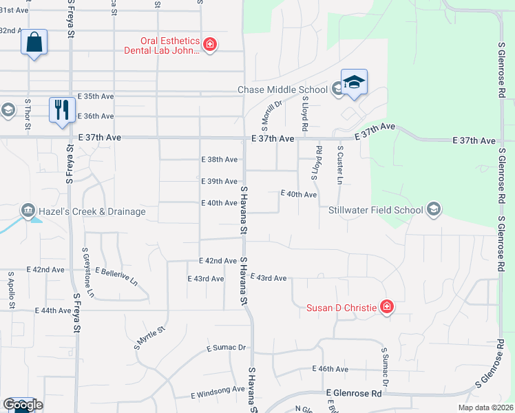 map of restaurants, bars, coffee shops, grocery stores, and more near 4308 East 41st Avenue in Spokane