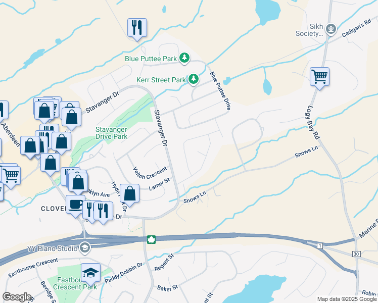 map of restaurants, bars, coffee shops, grocery stores, and more near 18 Frampton Avenue in St. John's