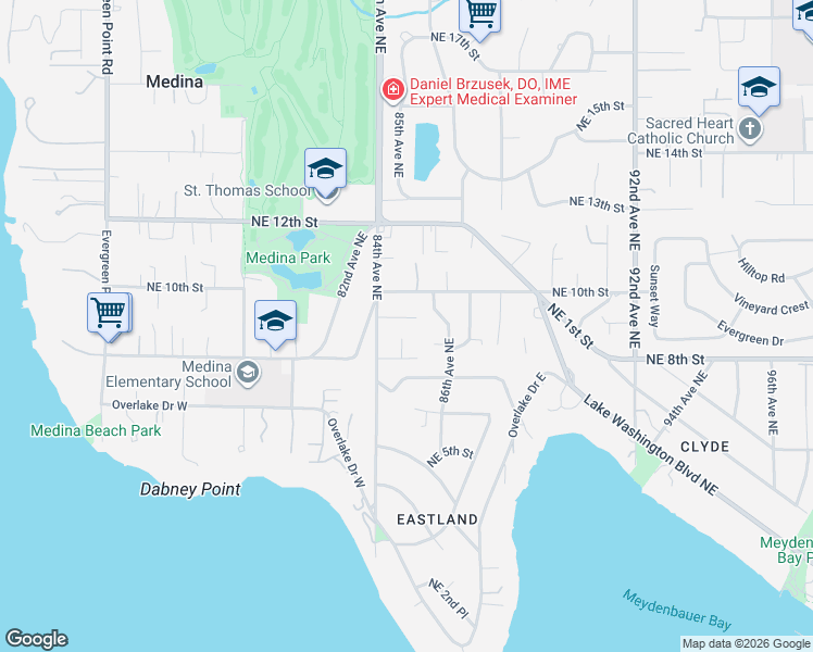 map of restaurants, bars, coffee shops, grocery stores, and more near 852 84th Avenue Northeast in Medina
