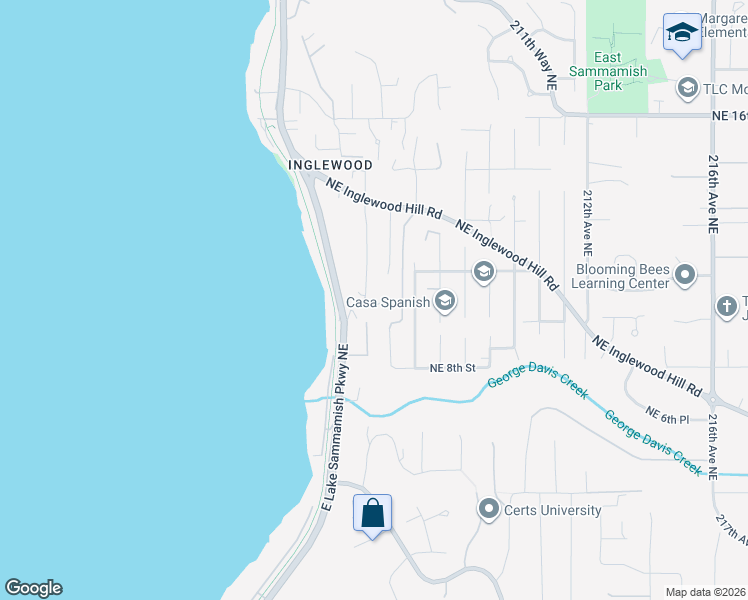 map of restaurants, bars, coffee shops, grocery stores, and more near 1015 205th Avenue Northeast in Sammamish