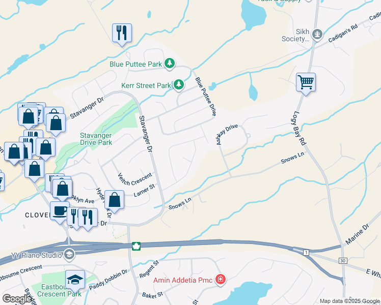 map of restaurants, bars, coffee shops, grocery stores, and more near 43 Gallipoli Street in St. John's