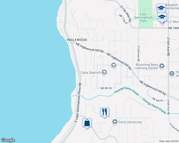 map of restaurants, bars, coffee shops, grocery stores, and more near 941 206th Place Northeast in Sammamish