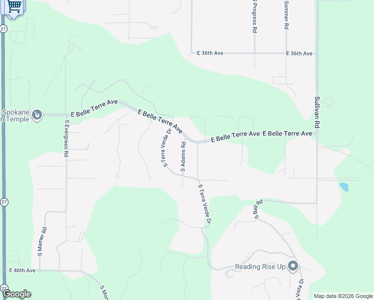 map of restaurants, bars, coffee shops, grocery stores, and more near 4024 South Adams Road in Spokane County