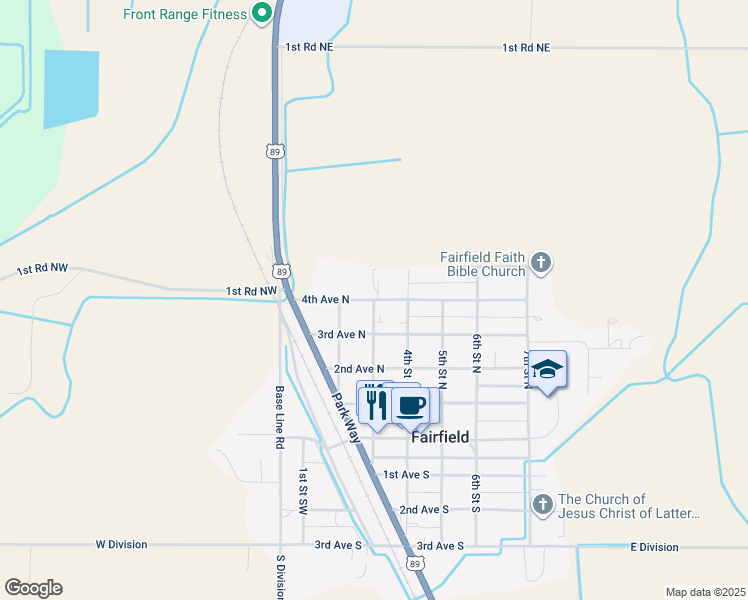 map of restaurants, bars, coffee shops, grocery stores, and more near 300 4th Avenue North in Fairfield