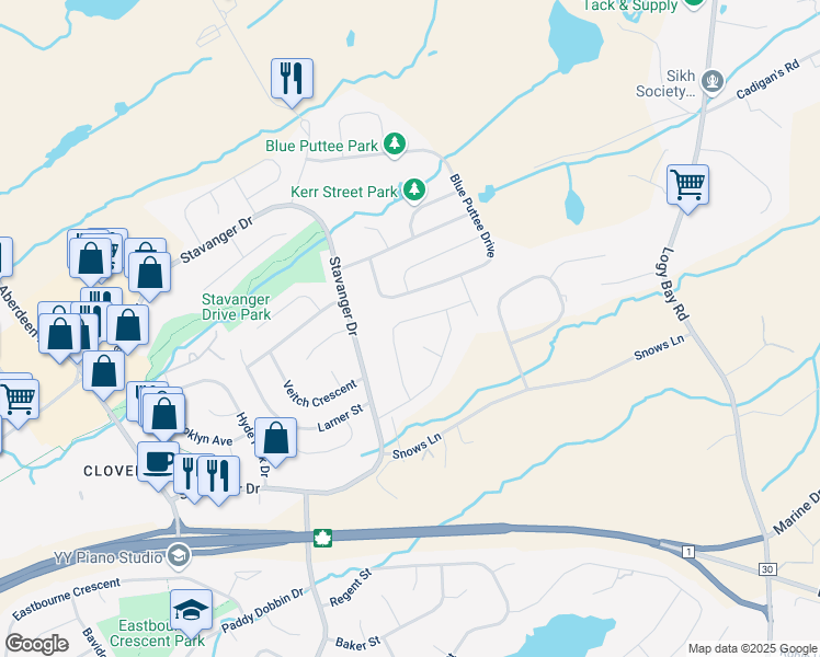 map of restaurants, bars, coffee shops, grocery stores, and more near 28 Frampton Avenue in St. John's