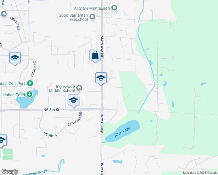 map of restaurants, bars, coffee shops, grocery stores, and more near 24517 Northeast 11th Street in Redmond