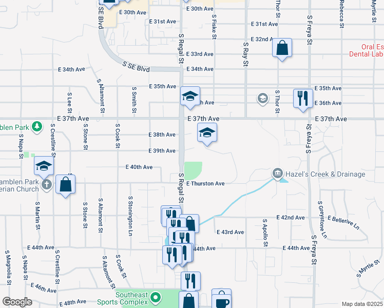 map of restaurants, bars, coffee shops, grocery stores, and more near 3911 South Regal Street in Spokane