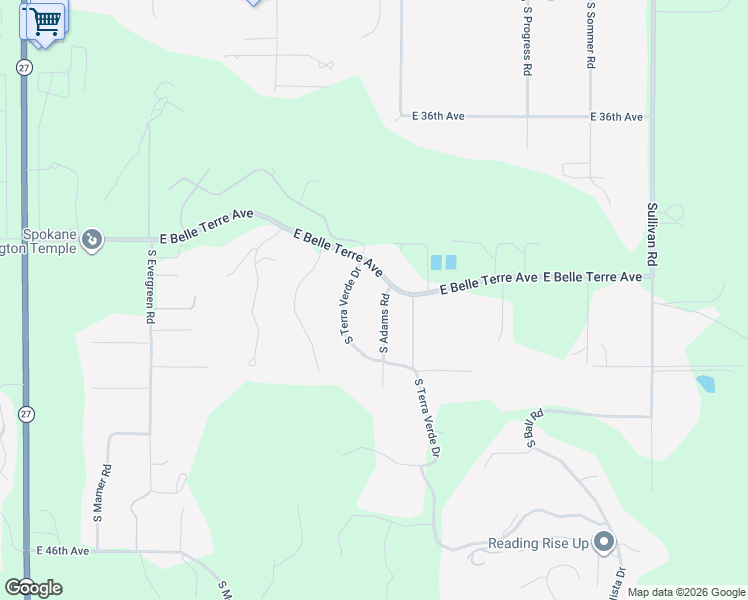 map of restaurants, bars, coffee shops, grocery stores, and more near 4024 South Adams Road in Spokane County