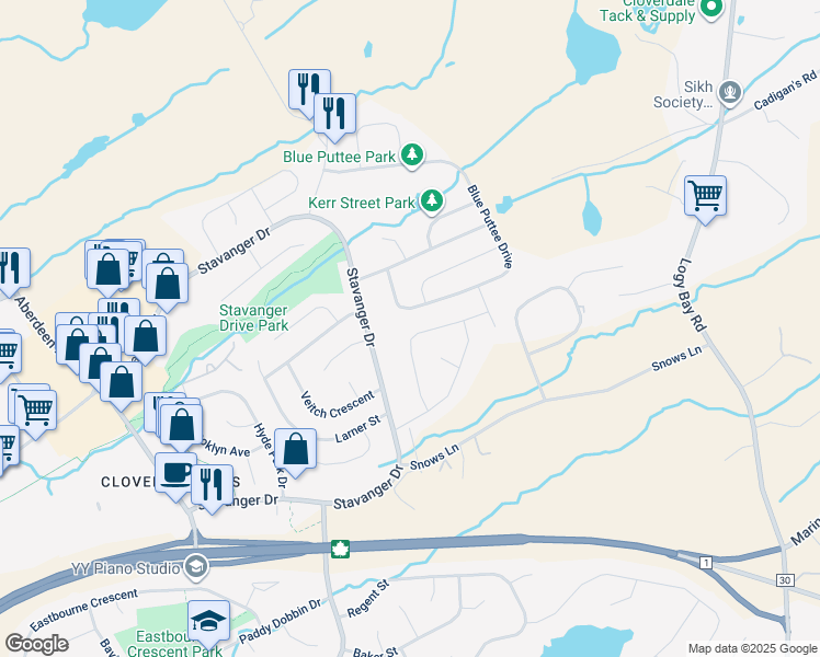 map of restaurants, bars, coffee shops, grocery stores, and more near 31 Frampton Avenue in St. John's
