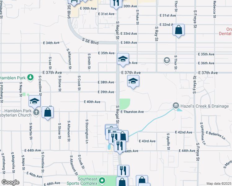 map of restaurants, bars, coffee shops, grocery stores, and more near 3902 South Regal Street in Spokane
