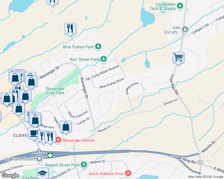 map of restaurants, bars, coffee shops, grocery stores, and more near 53 Frampton Avenue in St. John's