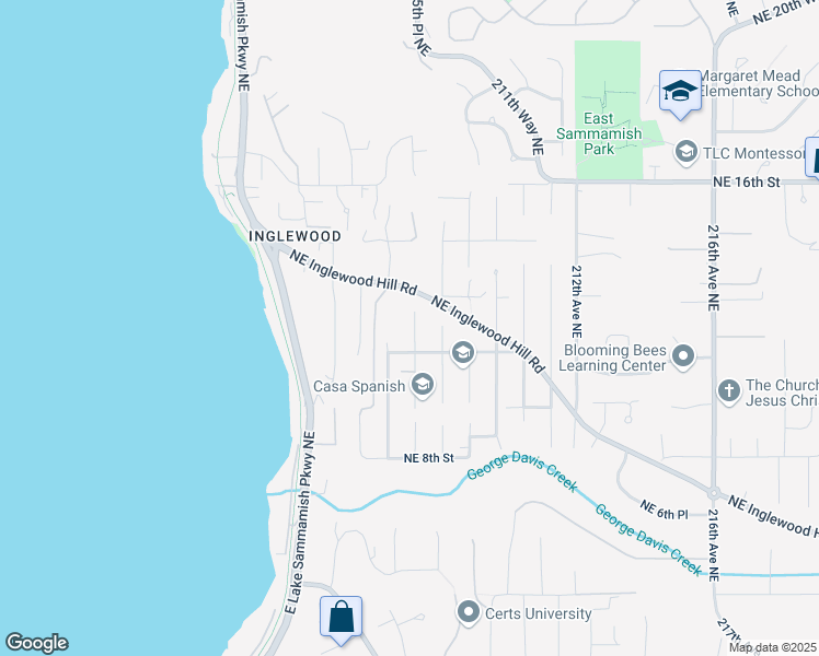 map of restaurants, bars, coffee shops, grocery stores, and more near 1219 207th Place Northeast in Sammamish