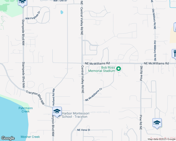 map of restaurants, bars, coffee shops, grocery stores, and more near 6276 Alexis Drive Northeast in Bremerton