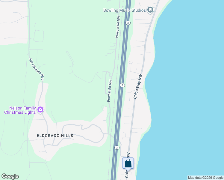 map of restaurants, bars, coffee shops, grocery stores, and more near 6436 Provost Road Northwest in Bremerton