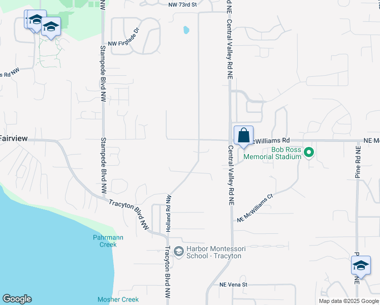 map of restaurants, bars, coffee shops, grocery stores, and more near 6299 Holland Road Northwest in Bremerton