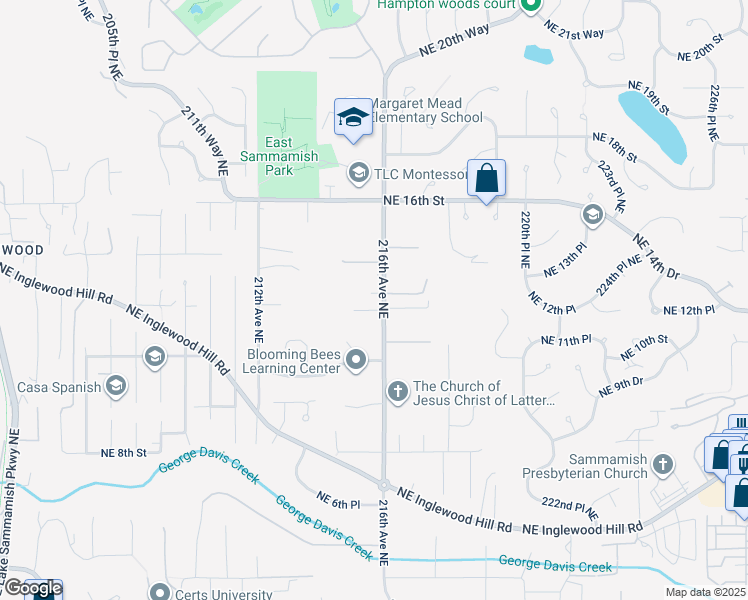 map of restaurants, bars, coffee shops, grocery stores, and more near 1239 216th Avenue Northeast in Sammamish