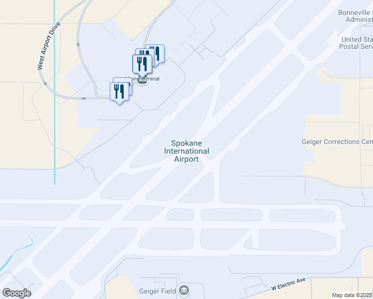 map of restaurants, bars, coffee shops, grocery stores, and more near 9000 West Airport Drive in Spokane
