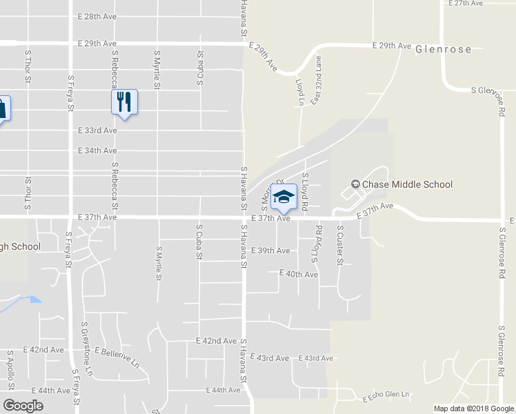 map of restaurants, bars, coffee shops, grocery stores, and more near 3612 South Morrill Drive in Spokane