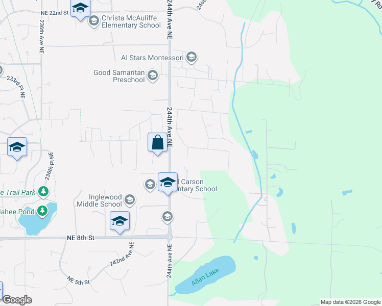 map of restaurants, bars, coffee shops, grocery stores, and more near 24518 13th Place Northeast in Sammamish