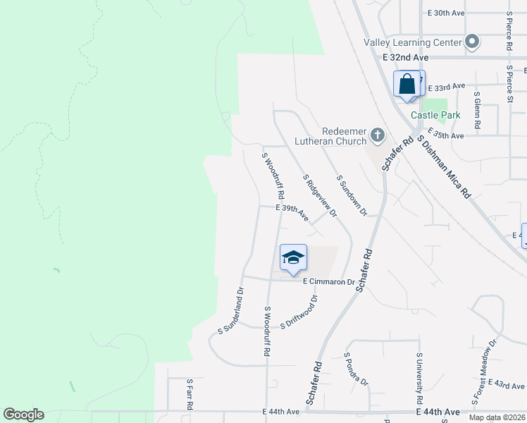 map of restaurants, bars, coffee shops, grocery stores, and more near 3826 South Sunderland Drive in Spokane Valley