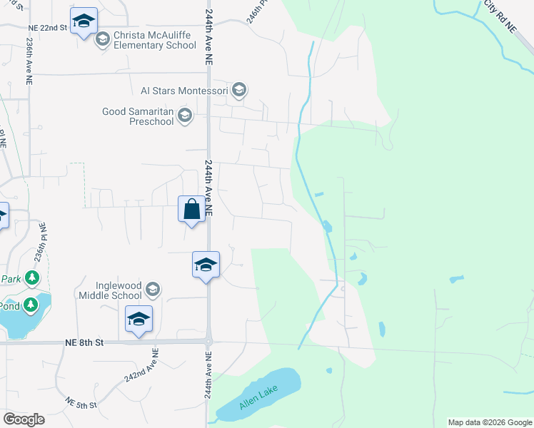 map of restaurants, bars, coffee shops, grocery stores, and more near 24617 Northeast 14th Place in Sammamish