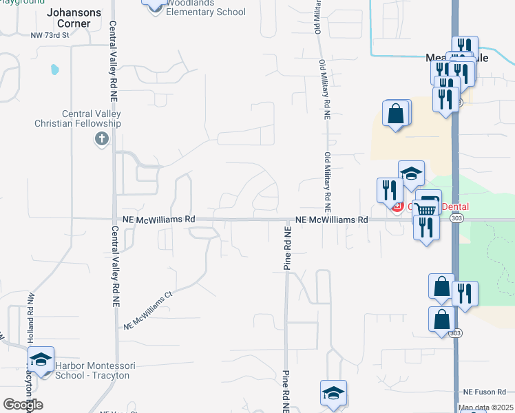 map of restaurants, bars, coffee shops, grocery stores, and more near 700 Northeast Mc Williams Road in Bremerton